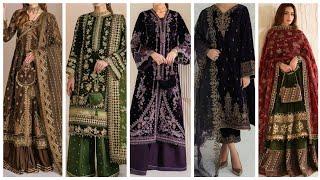 Luxury Velvet Collection/Autumn panjabi Velvet embroidery party dress designلوکس ترین مخمل پنجابی