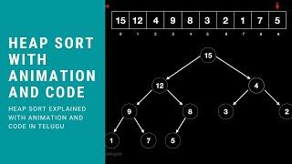 #CodingInterviewQuestions -  Heap Sort explained with Animation and Code in Telugu