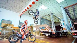 Insane Trial skills Marcelli & Pablo Suarez - Montesa 4RT at TJR Logistics Warehouse