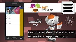 COMO FAZER MENU LATERAL SIDEBAR EXTENSION NO APP INVENTOR