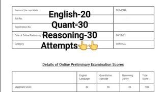 My IBPS PO score card #ibpspo2021 #shorts