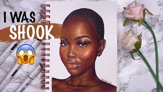 Drawing a REALISTIC PORTRAIT with Arteza Everblend Skin Tone Markers | Dark skin drawing tutorial