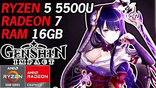 Genshin Impact | AMD Ryzen 5 5500U Radeon 7 Graphics 16GB DUAL CHANNEL RAM 1080P Performance Test