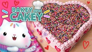 Baking the CUTEST Heart-Shaped Sprinkle Cake!! 🩷  🩵 | BAKEY WITH CAKEY