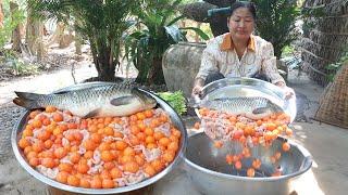 “ Cook for grand- children “ Delicious chicken ovary and fish cooking - Grandma cooking