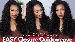 Easy Beauty Supply Store Closure Quickweave ft. Mane Concept Pristine Deep Wave bundles & closure