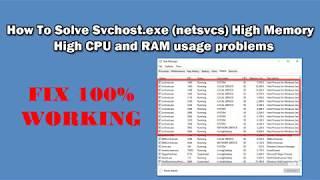 FIX: Svchost.exe (netsvcs) High Memory | High CPU and RAM usage problems 