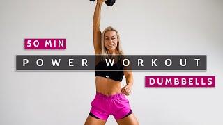 50 MIN POWER WORKOUT | Full Body | Superset Dumbbells & Bodyweight Dropset | Strength & HIIT | Sweat