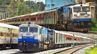 [7 in 1] DIESEL and ELECTRIC train actions on HUBLI - BANGALORE line | Indian Railways