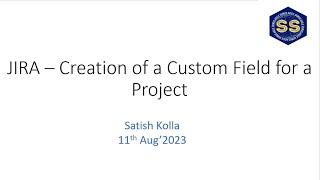 JIRA - Create a Custom Field