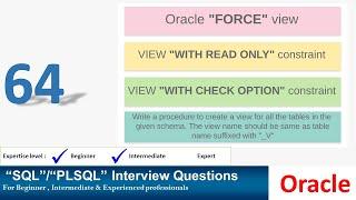 Oracle PL SQL interview question | ORACLE FORCE VIEW | VIEW WITH CHECK OPTION | VIEW WITH READ ONLY