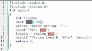 Find string length using strlen function