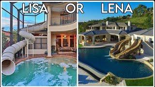 LISA OR LENA(would you rather) - HOME EDITION! Bedroom, bathroom, pool, food, cars and more