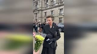 Touching video shows Princess Anne receiving bouquet of flowers from little girl in Glasgow