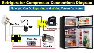 Refrigerator Compressor Connections Diagram With Starting and Running Capacitor@TheElectricalGuy