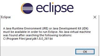 Unable to start Eclipse IDE. Solution for No Java virtual machine was found