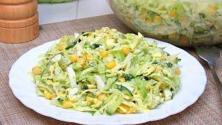 AWESOME cabbage salad! It's all about the salad dressing! Salad of young cabbage cucumbers and corn