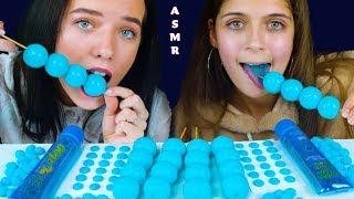 ASMR BLUE PLANET GUMMY, SOUR CANDY GEL, CHEWY NERDS, CANDY BUTTONS EATING MUKBANG