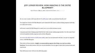 Jeff Lerner Review: How Amazing is the Entre Blueprint? - MarylandReporter.com