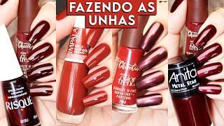 Fiz as Unhas com 4 ESMALTES em TONS TERROSOS com Risqué, Impala, Avon e Anita | Esmaltação Completa