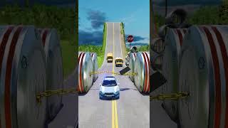 Cars vs Gold Chained Bollards Crash - BeamNG Drive #shorts