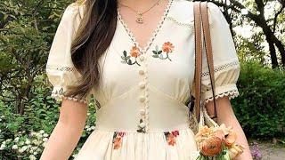 डिजाइनर फ्रॉक चुटकीयो में बनाइये FRONT slit kurti with buttons cutting stiching️/CORSET FROCK