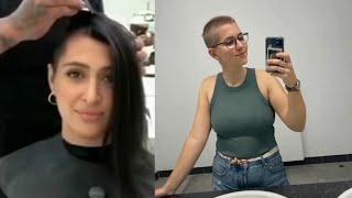 Healthy Girl Getting Shave Her Head || 2 Beautiful Girl Shave With Trimmer ||