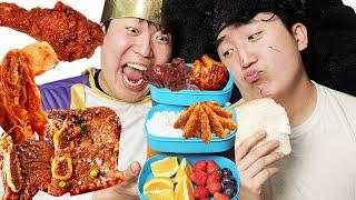 The best bento around the world Steak, fried shrimp, chicken,fruit,Convenience 세계 최고의 도시락 먹방 HUBA 후바