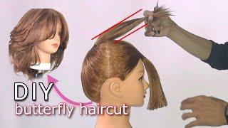 DIY Butterfly haircut| layered haircut|cara potong rambut layer butterfly