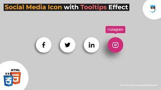 Design Stylish Social Media Icon Buttons with Tooltips in HTML & CSS | Geekboots