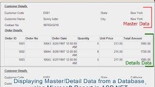 Displaying Master/Detail Data from a Database using Microsoft Report(.rdlc) in ASP.NET