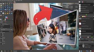 GIMP Perspective Tool - Stretch Photo/Image to Monitor/Screen in Picture