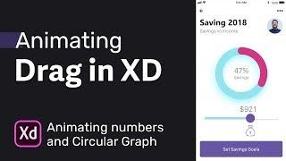 Drag UI Animation in Adobe XD → Animating Numbers with Circular Graph