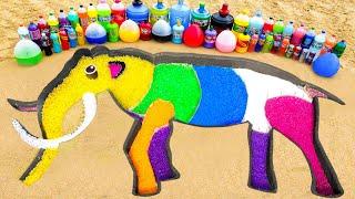 How to make Rainbow Mammoth Elephant with Orbeez, Big Coca Cola & Fanta, Mtn Dew, Pepsi and Mentos