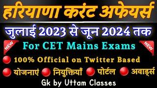 Haryana Current Affairs 2024 Marathon for Cet Mains Exams | Last One Year Haryana Current Affairs