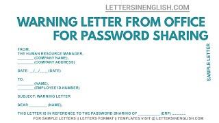 Warning Letter for Password Sharing - Sample Warning Letter from office