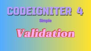 CodeIgniter 4 Validation #codeigniter #codeigniter4 #MVC #controller #validation #validator