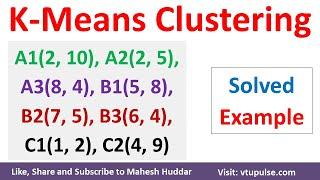 K Means Clustering Algorithm | K Means Solved Numerical Example Euclidean Distance by Mahesh Huddar