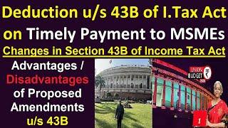 Deduction u/s 43B of Income Tax Act on Timely Payment to MSMEs - Advantages / Disadvantages | Budget