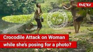 FACT CHECK: Viral Video Shows Crocodile Attack a Woman While She is Posing for a Photo?