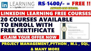 Linkedin Learning Premium Free Course with Certificate | Python , SQL, Excel | Free Certificate