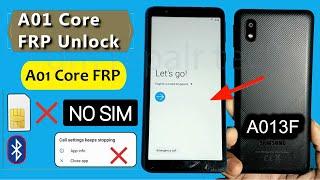 SAMSUNG Galaxy A01 Core FRP Bypass 2023 Without PC Without Sim Card | A013F/G Frp Google Account