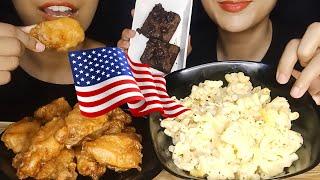 Eng Sub) ASMR Eating Mac and Cheese, Buffalo Wings, Brownies Mukbang|Asian Trying American Food