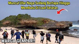 Warga Gempar !! Muncul Ular Naga Sedang Bertapa Hingga Membatu Di Laut Selatan