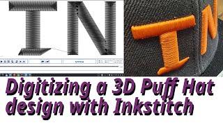 Inkstitch - 3D Puff Hat, digitized with inkscape and inkstitch.