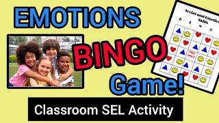 EMOTIONS Game for kids...BINGO! For a FUN Classroom SEL or Counseling Activity for Grades K-8