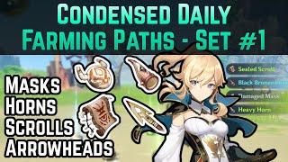 Daily Farming Paths Set #1 - Masks, Arrowheads, Scrolls, & Horns (Hilichurls) | Genshin Impact Guide