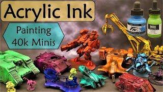 Airbrush Warhammer 40K Minis with Acrylic Artist Inks! Liquitex and Daler Rowney FW Inks
