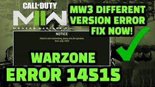 FIX MW3 Different Version Error | NEW UPDATE TODAY | MW3 Failed To Start Matchmaking 100% FIX 