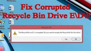 The Recycle Bin on E:\ is corrupted. Do you want to empty the Recycle Bin for this drive